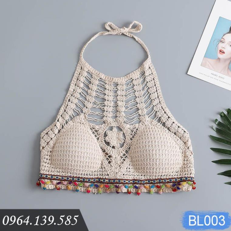Áo bikini len móc đi biển cực xinh, sợi len cotton dai khỏe, thoáng mát, hàng đẹp giá tốt, mẫu mới 2020 | BL003 ་ | BigBuy360 - bigbuy360.vn