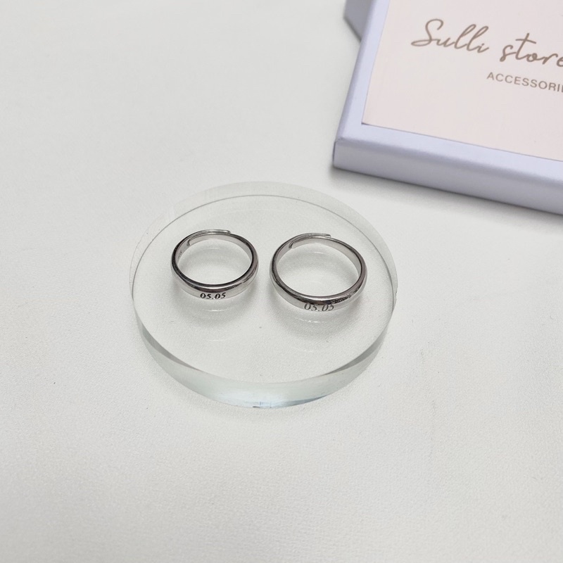 Nhẫn đôi bạc 925 trơn đơn giản và thời thượng khắc tên theo yêu cầu Sulli store (giá 1 cặp)