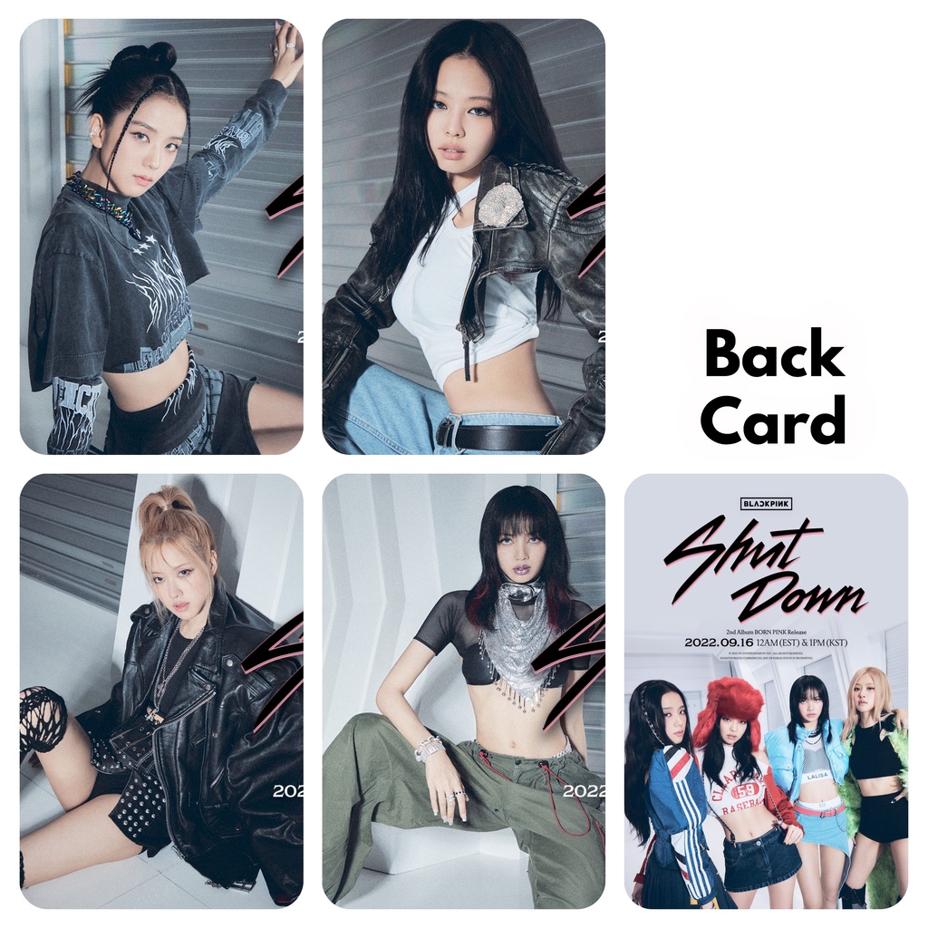 Set 4 card giấy bo góc in 2 mặt ảnh nhóm BLACKPINK - Born Pink - Shut Down