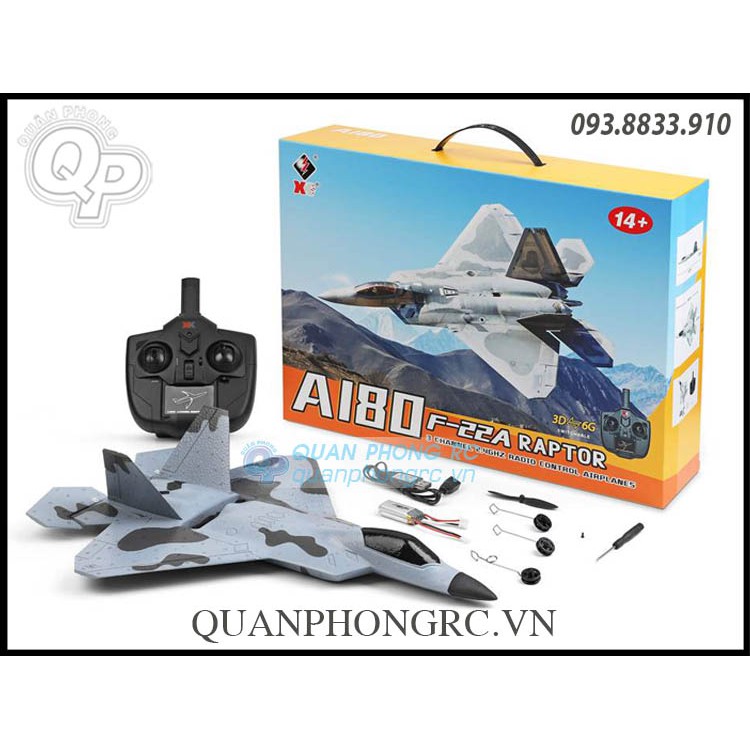 Máy bay WLtoys XK A180 3CH 3D6G F22 Raptor EPP (Động cơ không chổi than)