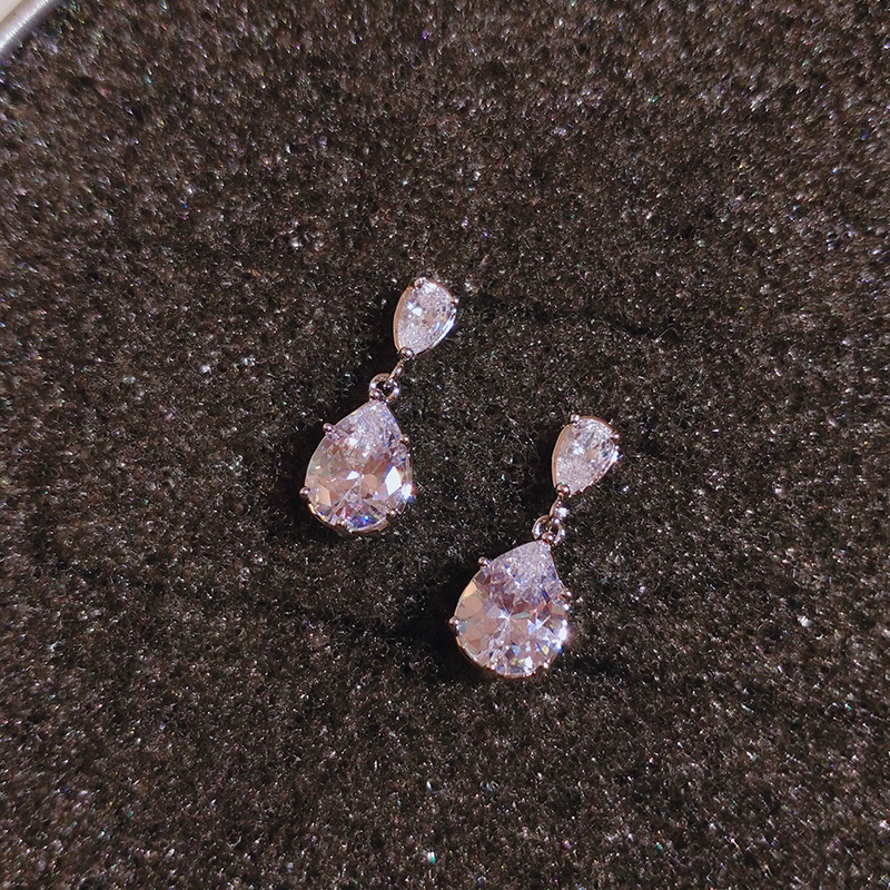 Khuyên tai JIUDUOLAN mặt hình giọt nước đính đá zircon nhân tạo phong cách Hàn Quốc sang trọng thanh lịch cho nữ