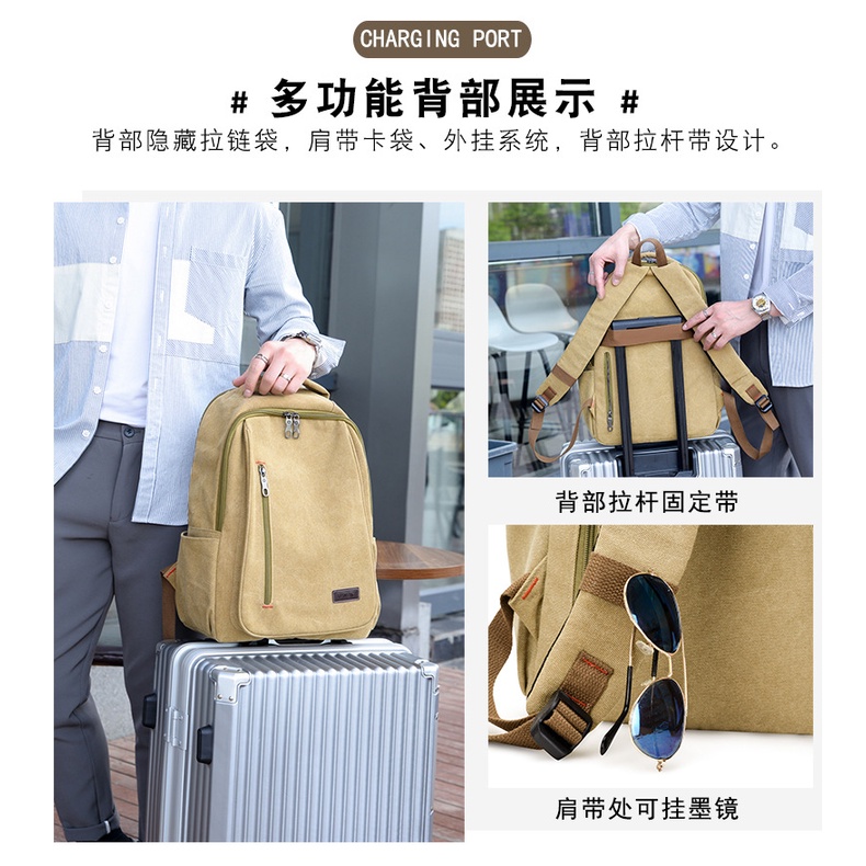 [Quà tặng miễn phí] Ba Lô Đi Học Vải Canvas Thiết Kế Cỡ Lớn Phong Cách Hàn Quốc Xinh Xắn Dành Cho Nam Nữ FT7300