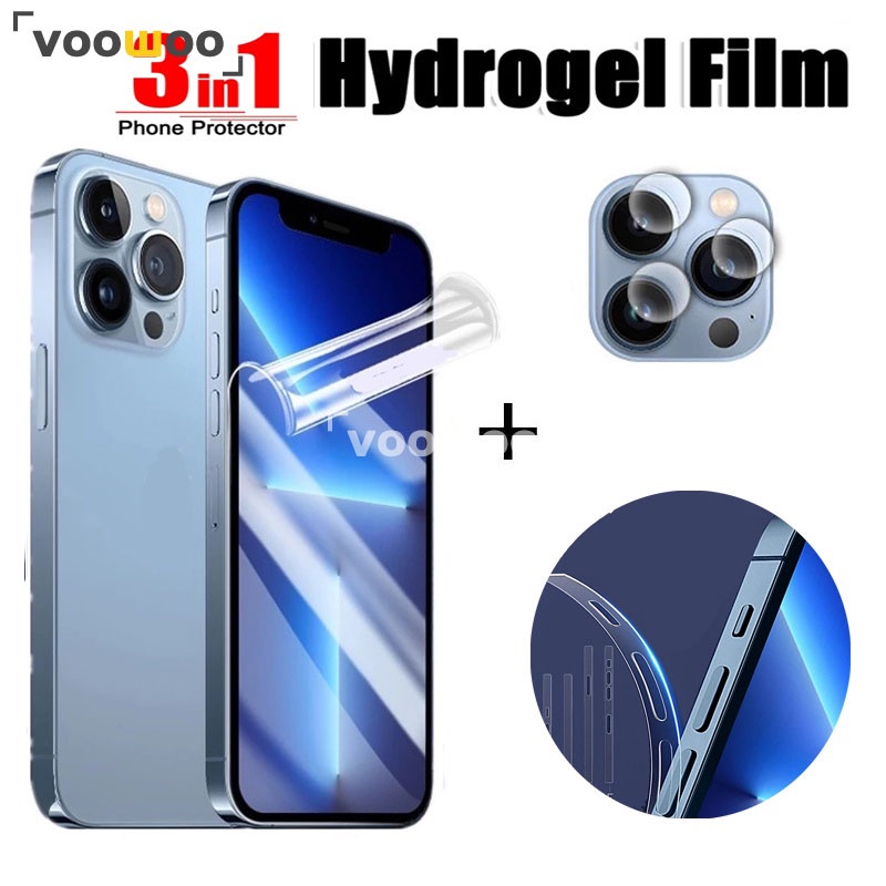 Cho iPhone 13 Pro Max 3 in1 Hydrogel Bảo Vệ Màn Hình Ống Kính Máy Ảnh Cho iPhone 13 12 Mini 12 Pro M