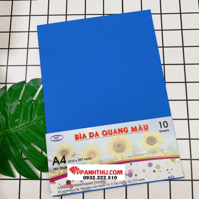 BÌA GIẤY DẠ QUANG A4 Xấp /10Tờ (ĐL 180gs)