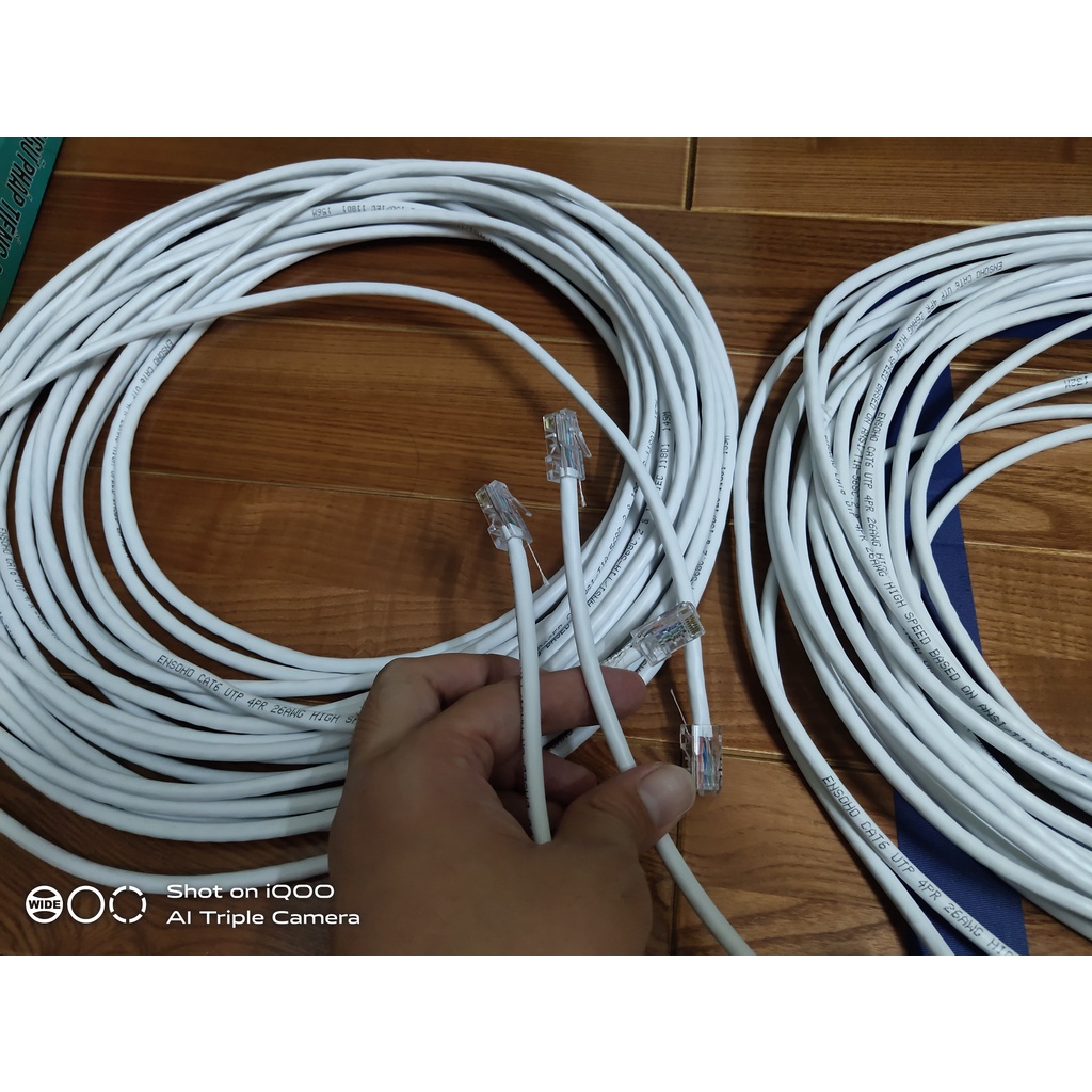 Dây mạng LAN bấm sẵn 2 đầu RJ45 (có các tùy chọn chiều dài khác nhau 20m, 25m, 30m, 35m, 40m, 50m, 60m, 70m....)