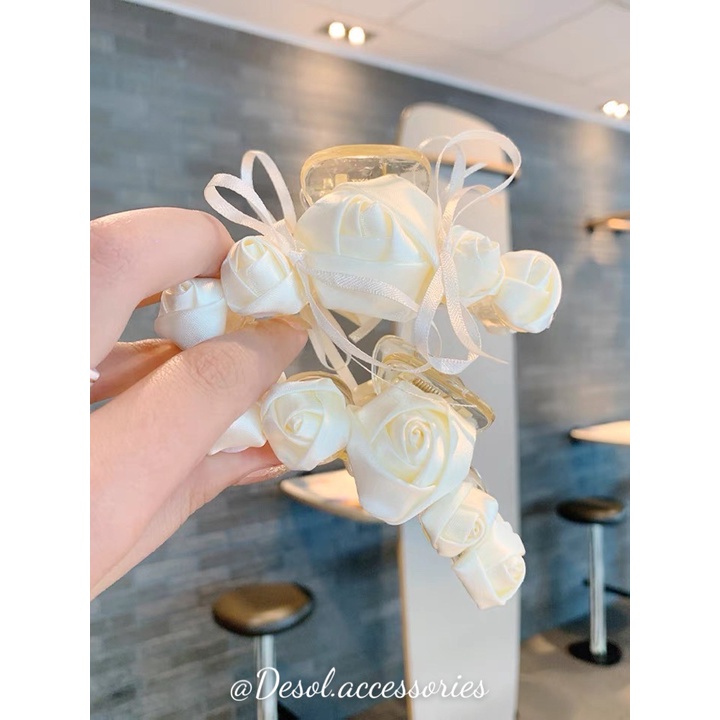 Kẹp tóc, cặp tóc càng cua Rosé kiểu dáng hoa hồng nhẹ nhàng sang chảnh HDC039-043 Desol.accessories