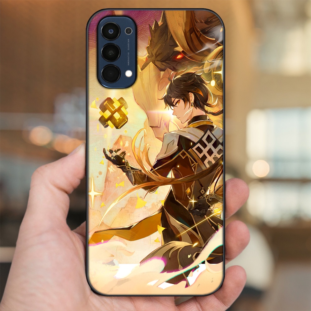 Ốp lưng Oppo Reno 4 viền đen in hình Zhongli Genshin Impact