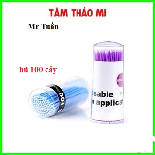 Tăm tháo mi đầu nhỏ - tăm gỡ mi - hũ 100 cây - dụng cụ nối mi Mr Tuấn