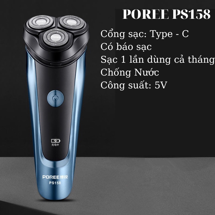 Máy Cạo Râu Khô - Máy Cạo Râu FYCO FS318 - PS158 Chống Nước & Chống kẹt Râu Thông Minh - Đầu Cạo 3 Lưỡi Dao