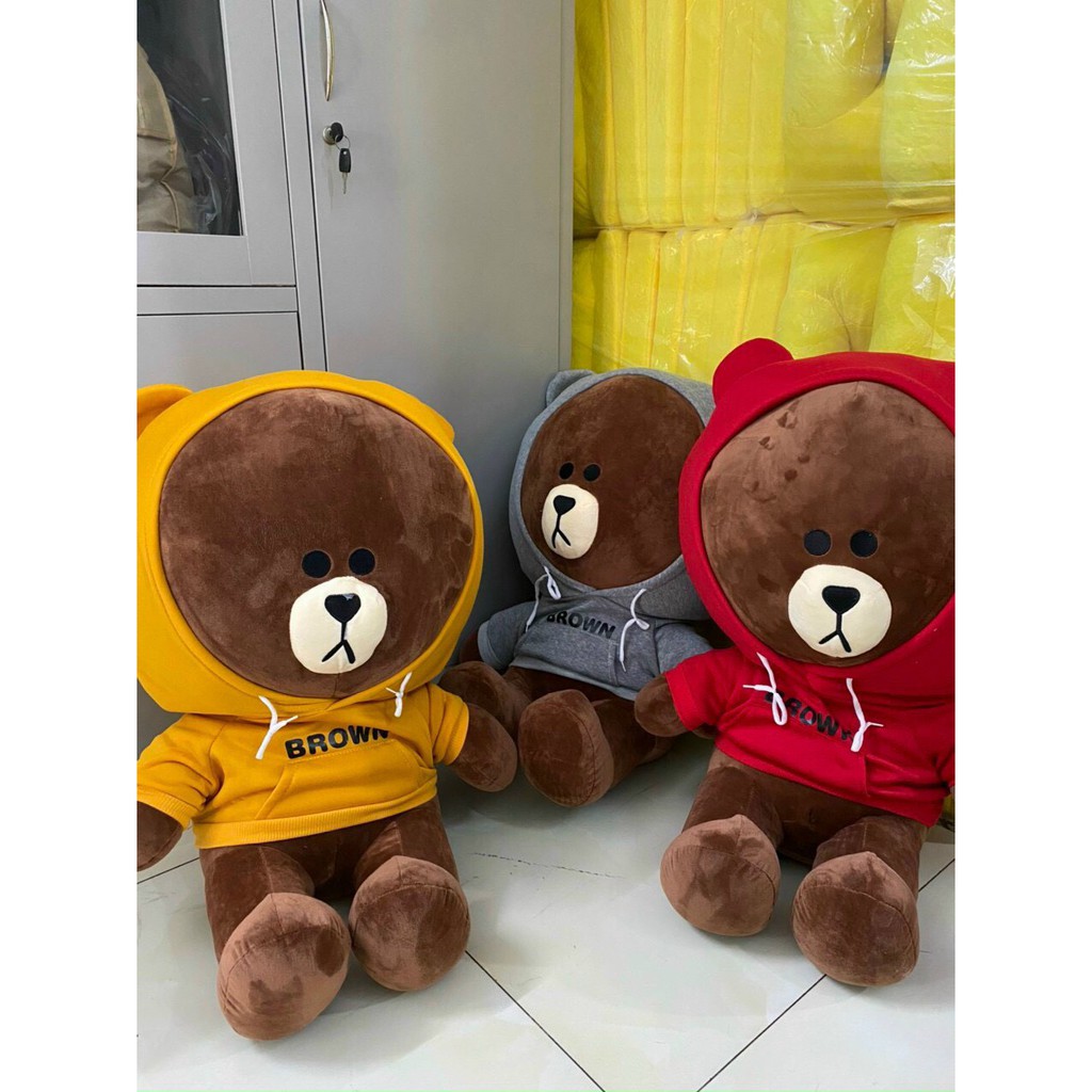 GẤU BÔNG ÔM HÌNH GẤU BROWN MẶC ÁO SIZE 80CM