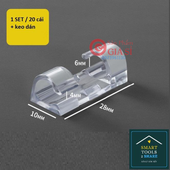 Bộ 20 Nẹp Dán Tường Cố Định Dây Điện Chống Rối  Trong Suốt - Kẹp Giữ Dây Cáp Sạc Có Sẵn Keo Siêu Dính ❤️freeship❤️
