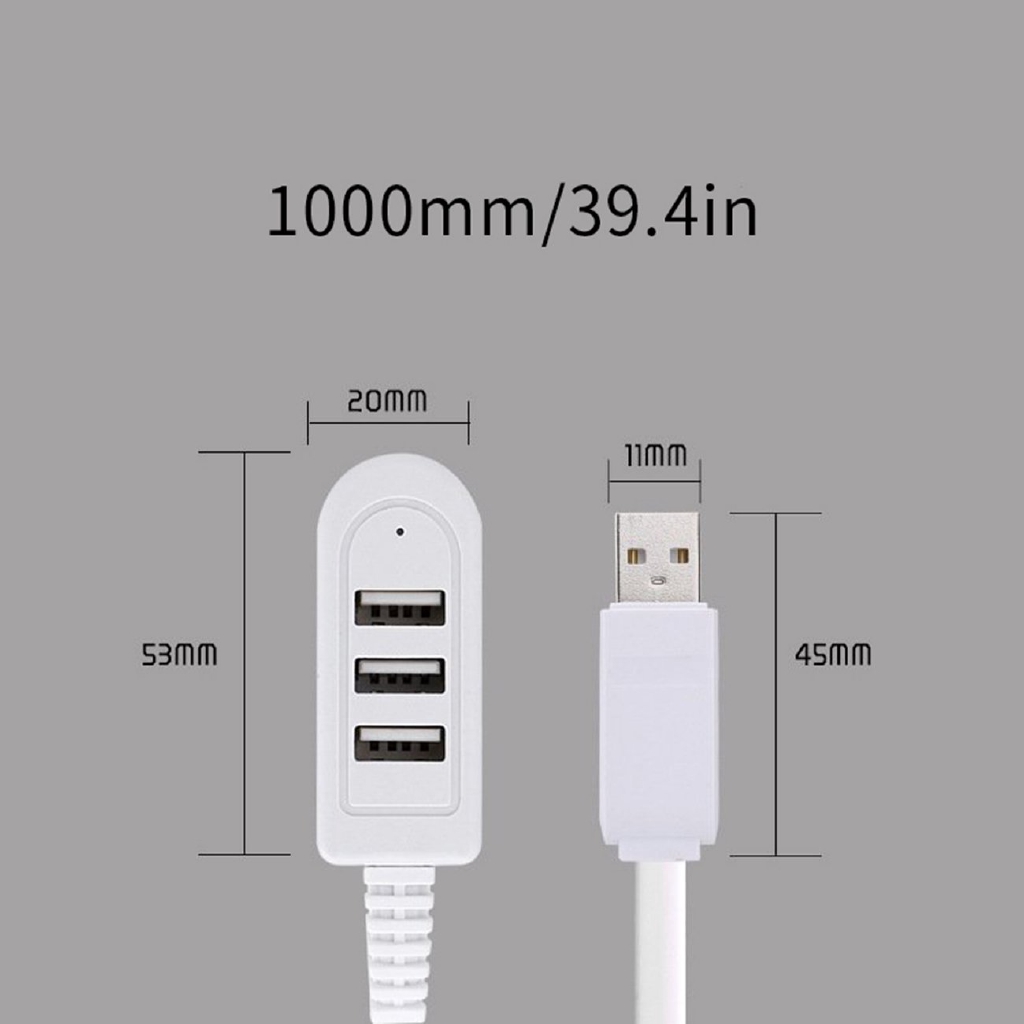 Bộ chia 3 cổng USB 3A có dây nối dài hỗ trợ sạc thiết bị tiện lợi