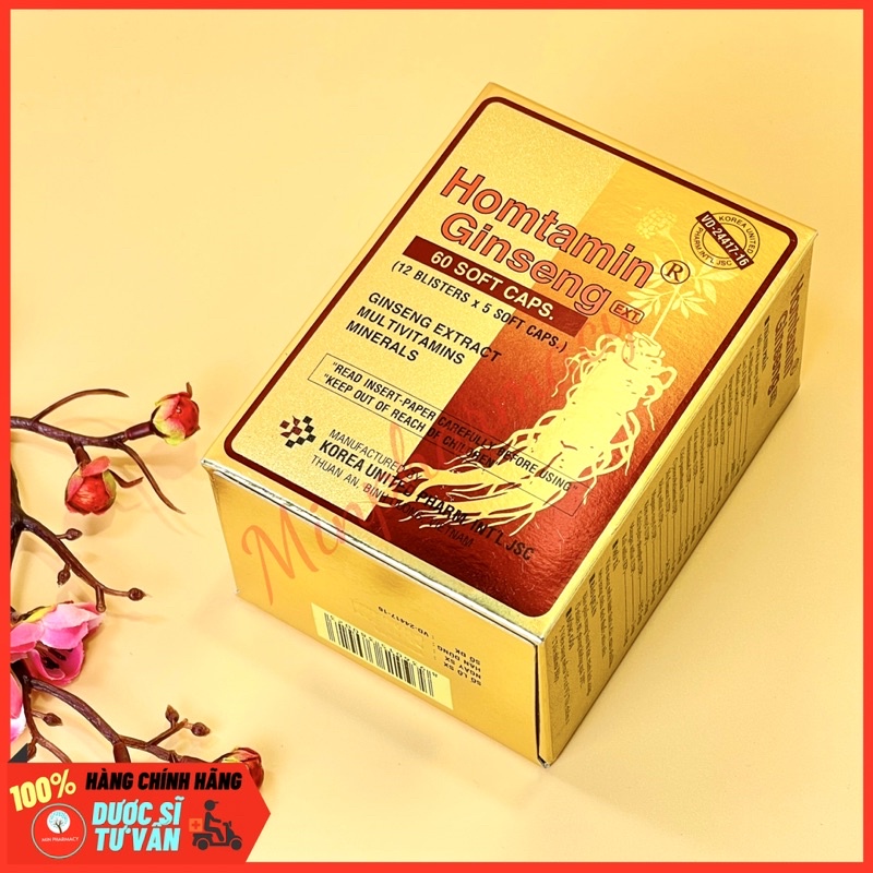 HOTAMIN GINSENG Chiết xuất nhân sâm, vitamin và khoáng chất Giảm Mệt Mỏi, Stress, Chán Ăn (Hộp 60 viên nang) - Minpharma