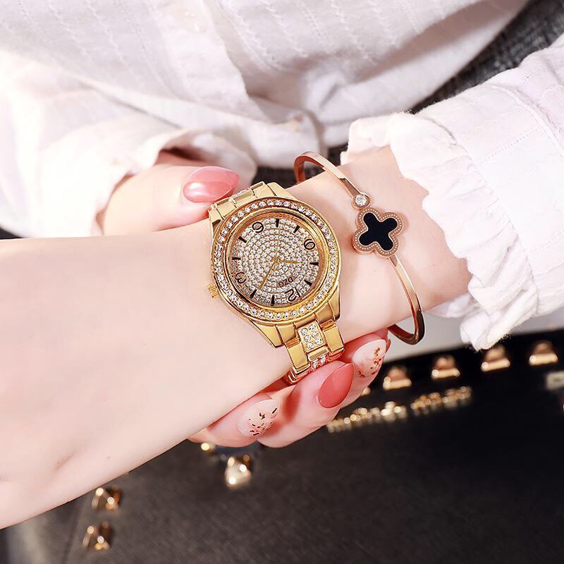 Đồng hồ thời trang nữ DZG dây kim loại đính đá sang trọng | WebRaoVat - webraovat.net.vn