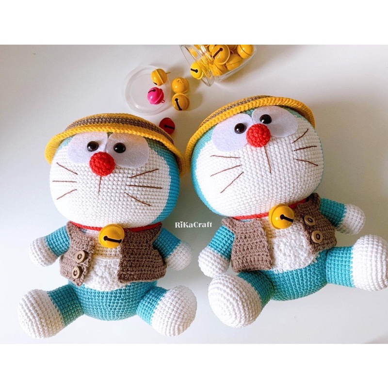 Mèo Ú Doraemon Nhồi Bông Bằng Len Dễ Thương Làm Quà Tặng - Thú Bông Handmade Đan Móc Thủ Công Bằng Tay