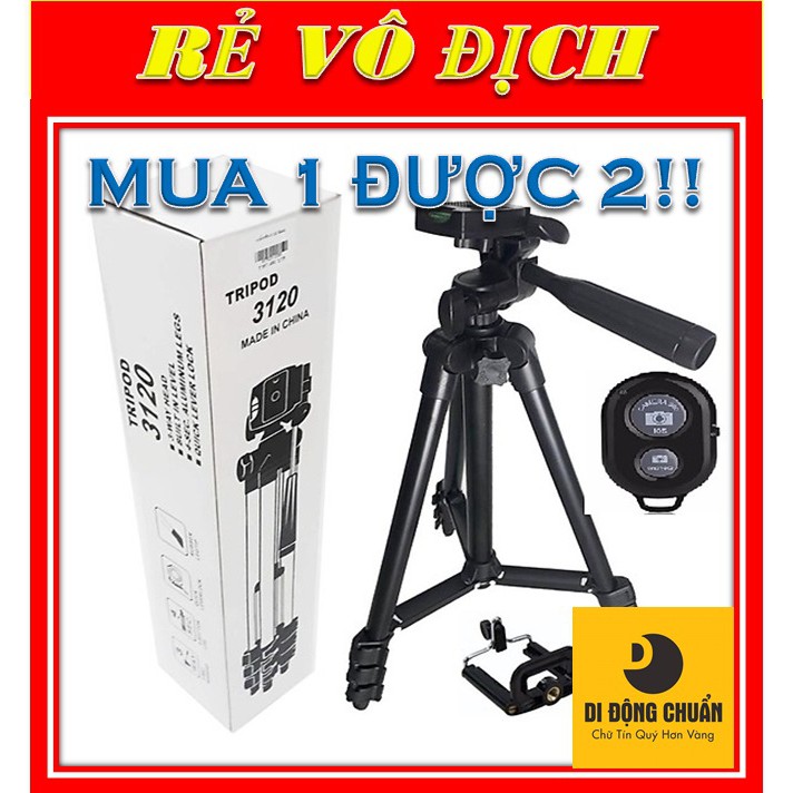 < Sale Sốc >Gậy chụp ảnh TRIPOD Loại Tốt 3 chân 3120 + Tặng Kèm REMOTE Cực kì Đa năng + Kẹp Điện Thoại Đa Năng