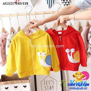Áo khoác thun thêu ốc sên cho bé gái (12-42kg)