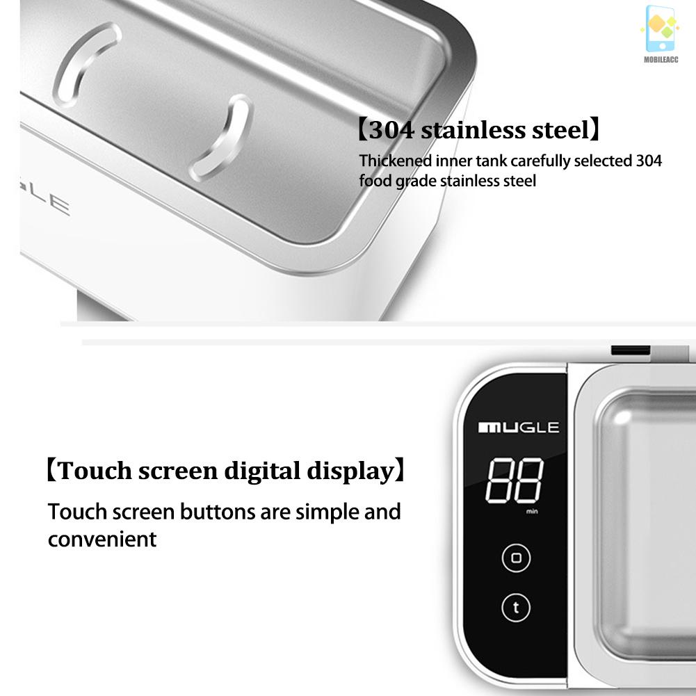 New Ultrasonics Cleaning Machine Small Household Stainless Steel Cleaning Machine Glasses Braces Dentures Jewelrys Cleaning Machine 4 Timing Time Level Adjustable Touchable Screen