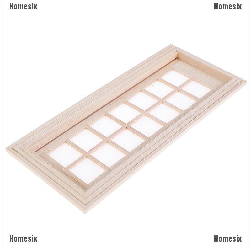 [HoMSI] 1:12 Dollhouse Miniatures Wood Door Unpainted 14-pane DIY Furniture Accessories SUU