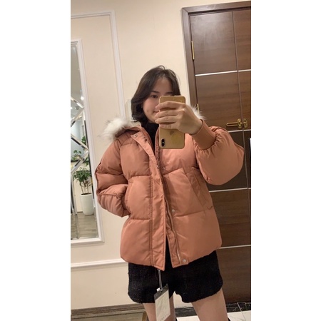 Áo Khoác Phao nữ béo mũ Lông tay gân dáng ngắn lông tháo rời - Tặng kèm áo phông thời trang | BigBuy360 - bigbuy360.vn