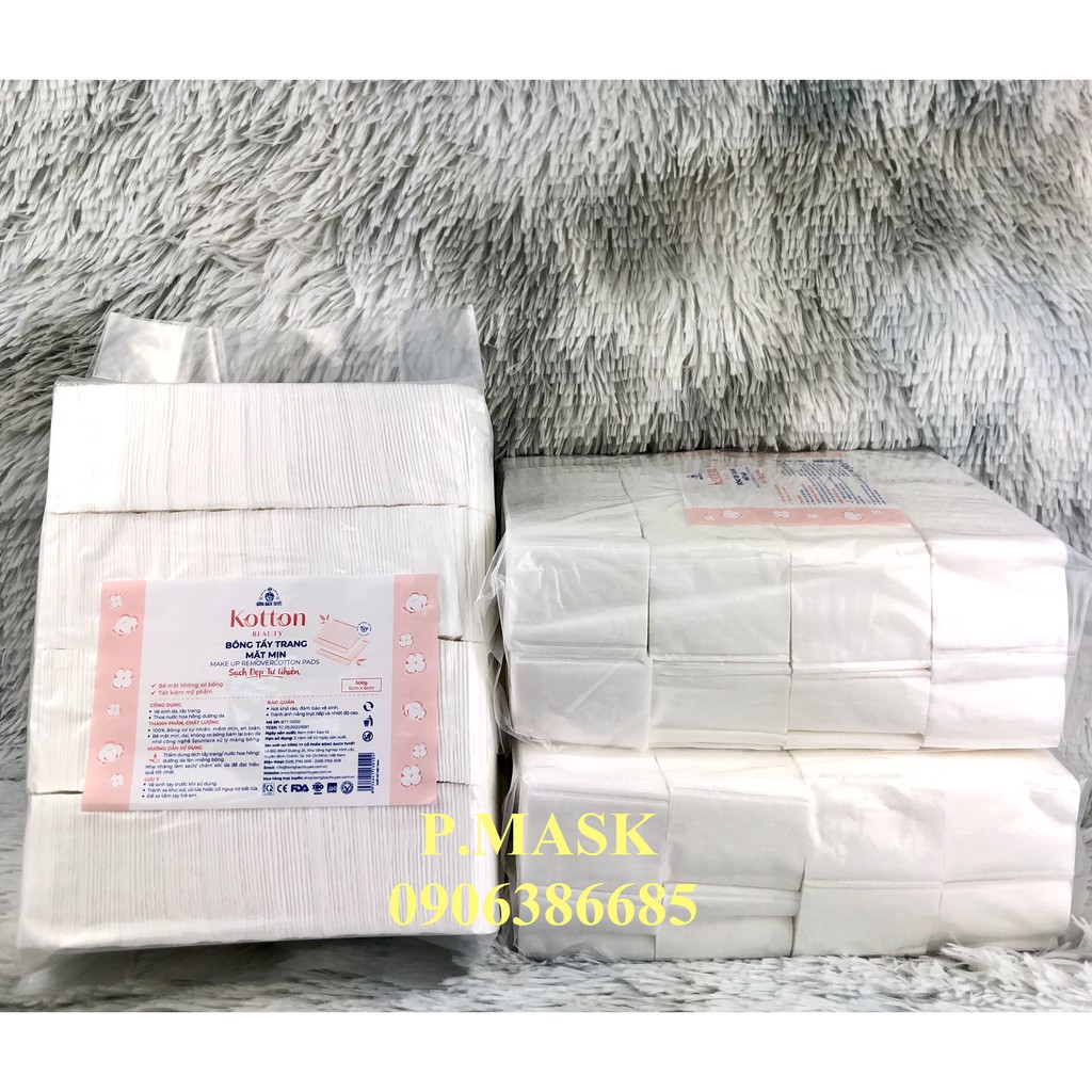 Bông Tẩy Trang Bề Mặt Mịn KOTTON BEAUTY gói 500gr chính hãng Bông Bạch Tuyết - Bông Tẩy Trang Cotton Bề Mặt Mịn