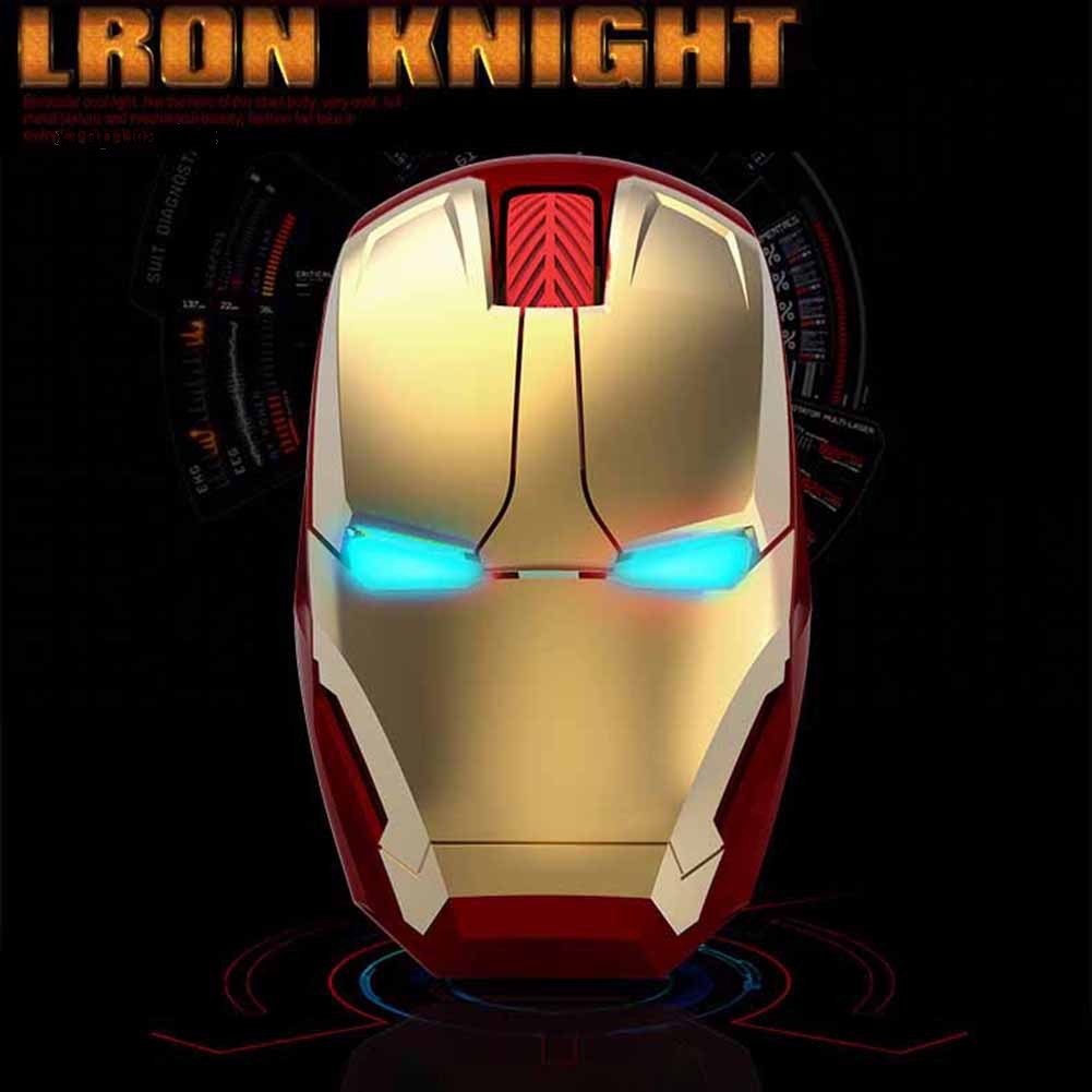Chuột Máy Tính Không Dây Đèn Led Hình Iron Man 600 / 1200 / 1600 Dpi