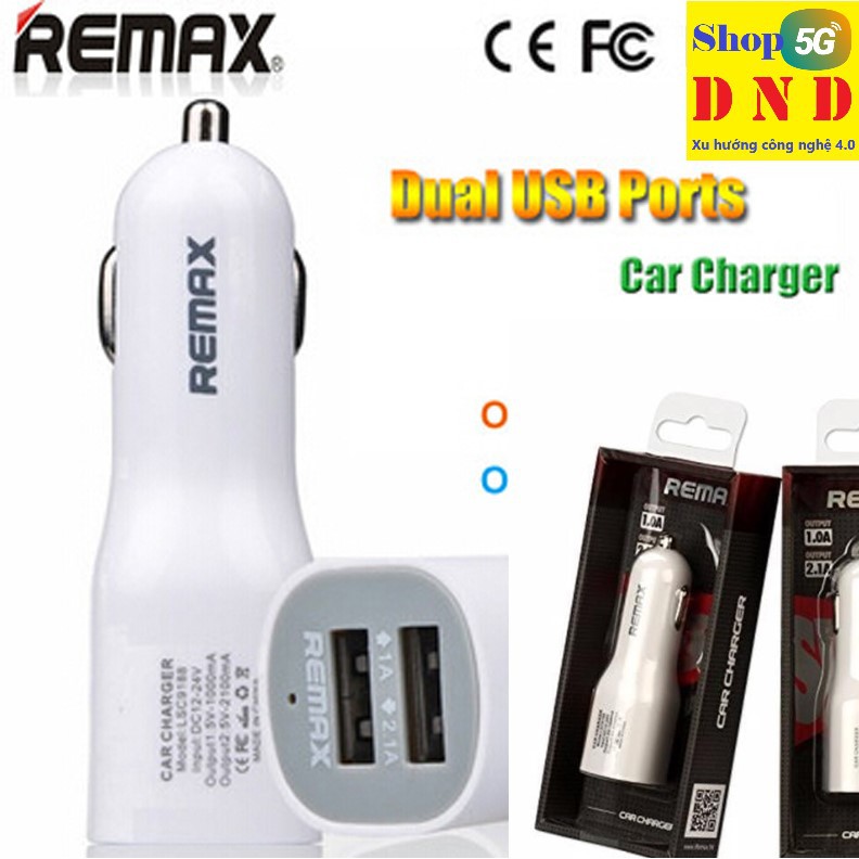 Cóc sạc (Củ sạc) xe hơi và xe máy đời mới chính hãng Remax 2 cổng USB 2.1 vs 1.0 sạc nhanh và sạc bình thường