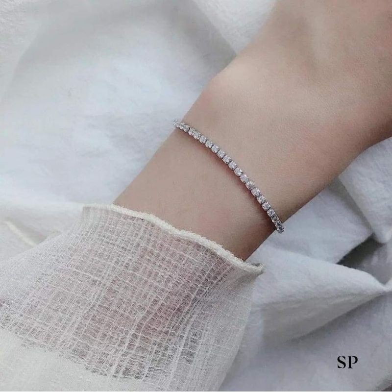 LẮC TAY BẠC 1 HÀNG ĐÁ XI KIM