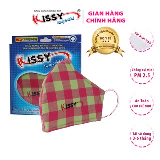 Khẩu Trang Kissy Người Lớn Size M Mẫu Kẻ Caro An Toàn