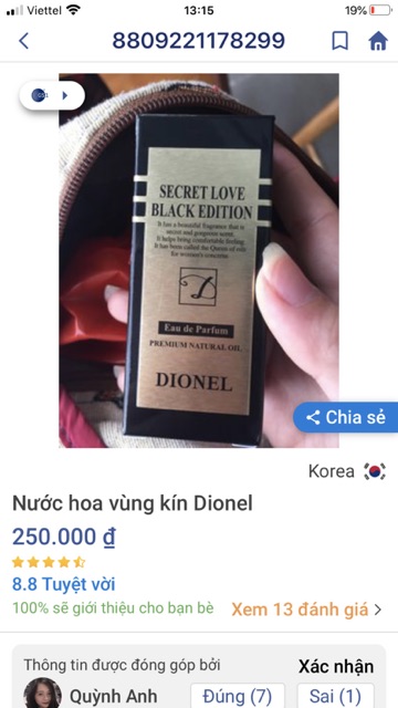 NƯỚC HOA  DIONEL CAM KẾT CHÍNH HÃNG HÀN QUỐC THƠM NỨC MŨI | BigBuy360 - bigbuy360.vn