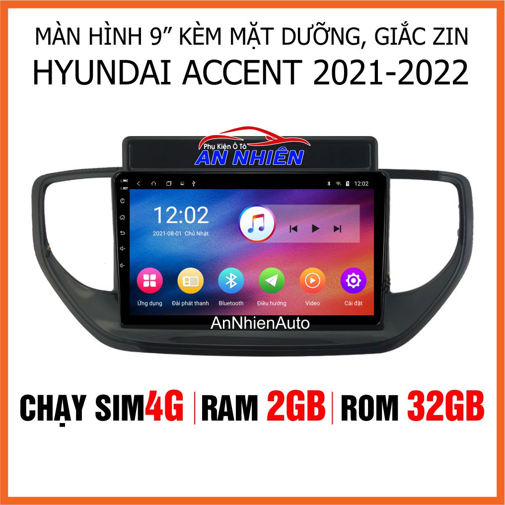 Màn Hình Android 9 inch Cho Xe ACCENT 2021-2022 - Đầu DVD Android Kèm Mặt Dưỡng Giắc Zin HYUNDAI ACCENT - Điều Khiển Giọ