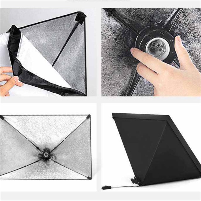 {DECOR chụp ảnh} Bộ đèn studio kèm softbox 50x70 có chân đèn, hỗ trợ hắt sáng chụp ảnh sản phẩm