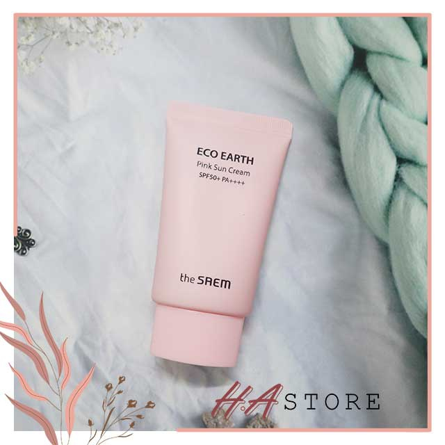 Kem Chống Nắng Kiềm Dầu, Nâng Tone Da The Saem Eco Earth Pink Sun Cream SPF50+ PA++++