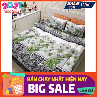 Chăn phao siêu nhẹ dùng cho mùa hè mẫu hoa cúc trắng