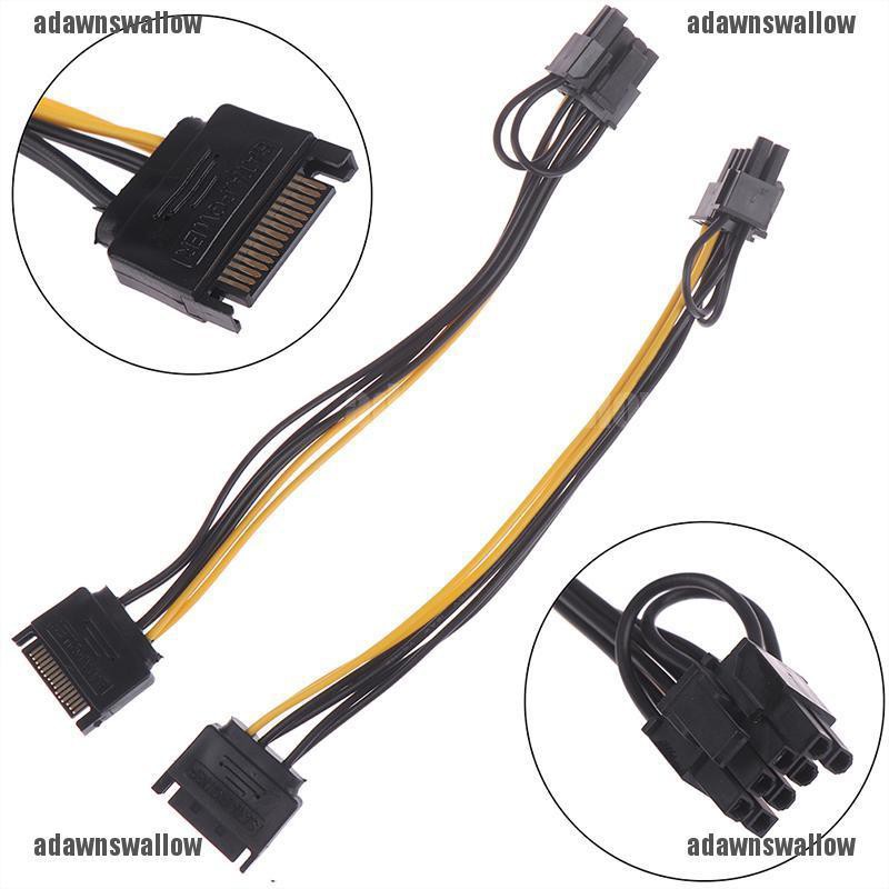 Cáp Nguồn PCI-E Chuyển Đổi 15pin SATA Sang 8pin (6 + 2) Dài 20cm Thẻ