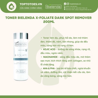 Toner sáng da, mờ thâm Bielenda Professional X - FOLIATE Dark Spot Remover 200ml