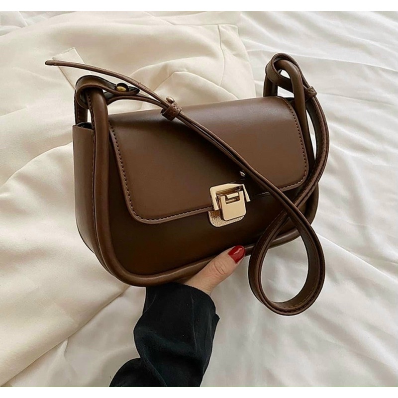 Túi xách nữ đeo chéo, đeo vai khoá gập chất liệu da mềm mịn (kèm ảnh thật shop chụp)