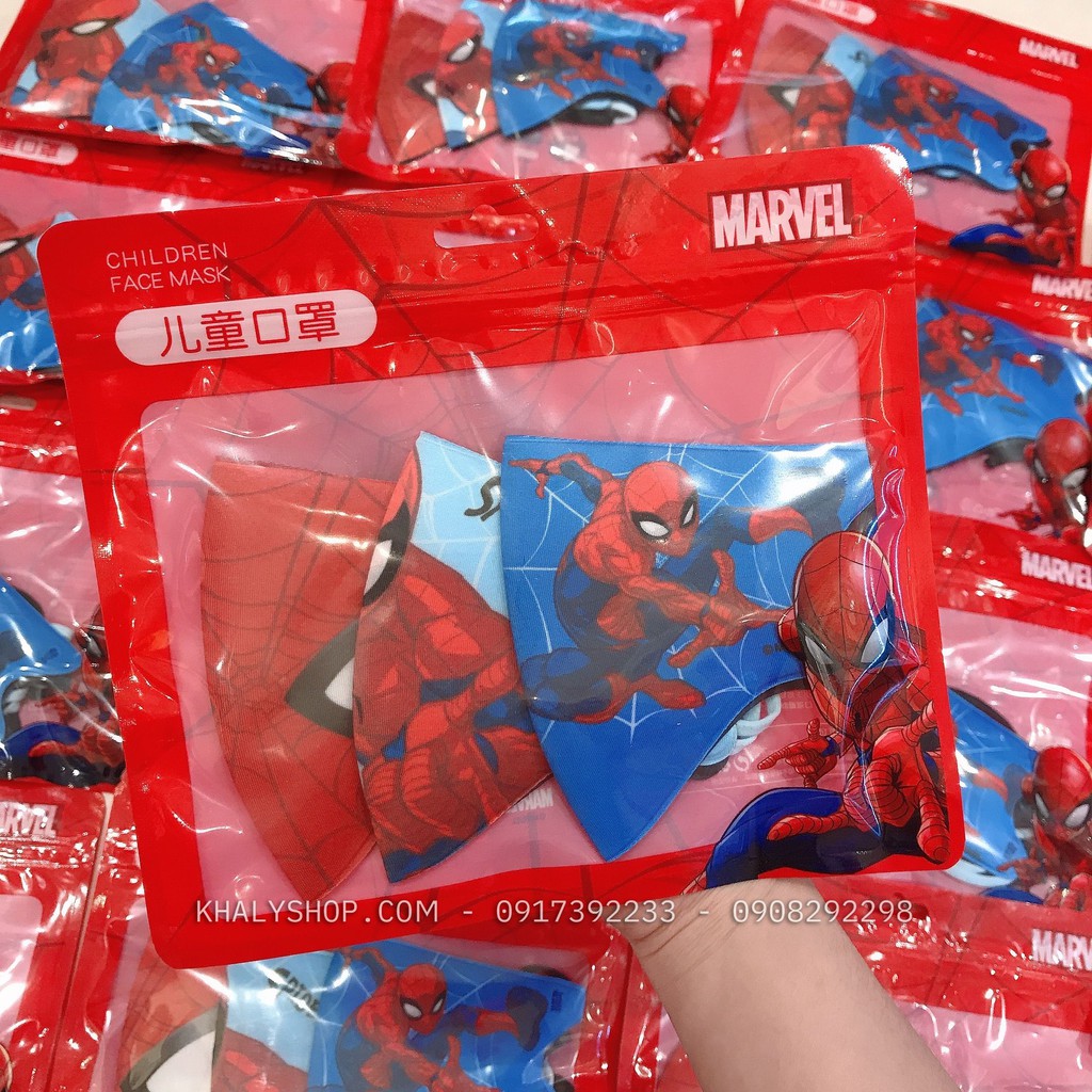 Set 3 khẩu trang su Disney trẻ em hình người nhện Spiderman 3 màu cho bé trai 3 - 8 tuổi - 57NMV015 | BigBuy360 - bigbuy360.vn