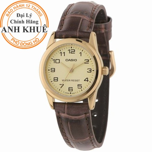 Đồng hồ nữ dây da Casio chính hãng Anh Khuê LTP-V001GL-9BUDF