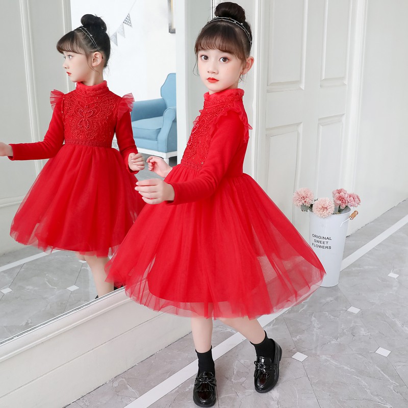 Váy lót nhung cho bé gái Đầm dáng xòe xinh xắn full size Beeshop D20206