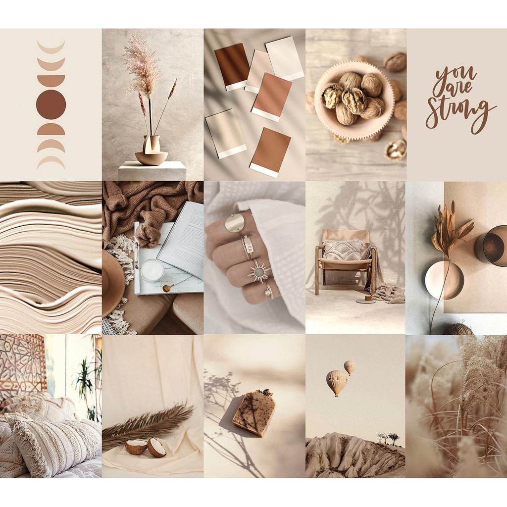 Wall Collage  keo sẵng dán tường trang trí decor phòng ngủ - theme beige