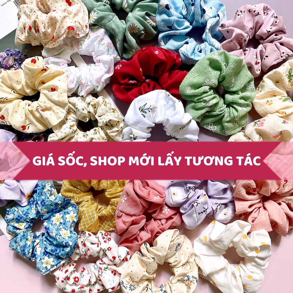 [SIÊU RẺ]Dây cột tóc vải scrunchies hoa vintage buộc tóc phong cách hàn quốc