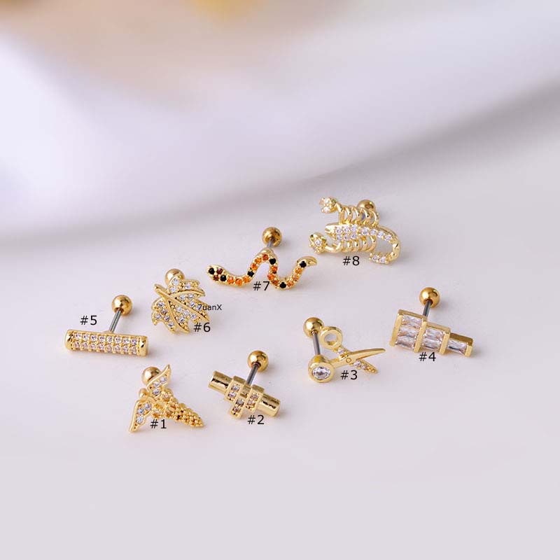 1 Khuyên Tai Hình Rắn Lá Xoắn 20G