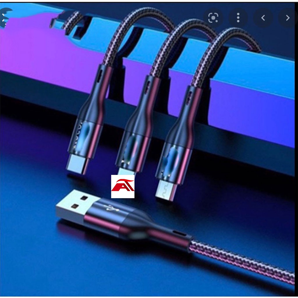Cáp sạc nhanh 3 đầu Hoco + Micro USB + Type-C -Bọc dù X2 Max-Hàng[BH 1 ĐỔI 1]