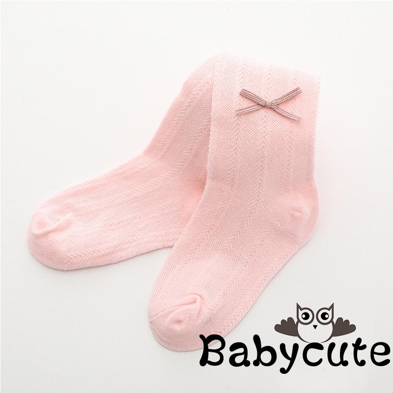 Vớ dài chống trượt đính nơ thắt dành cho bé gái tuổi tập đi