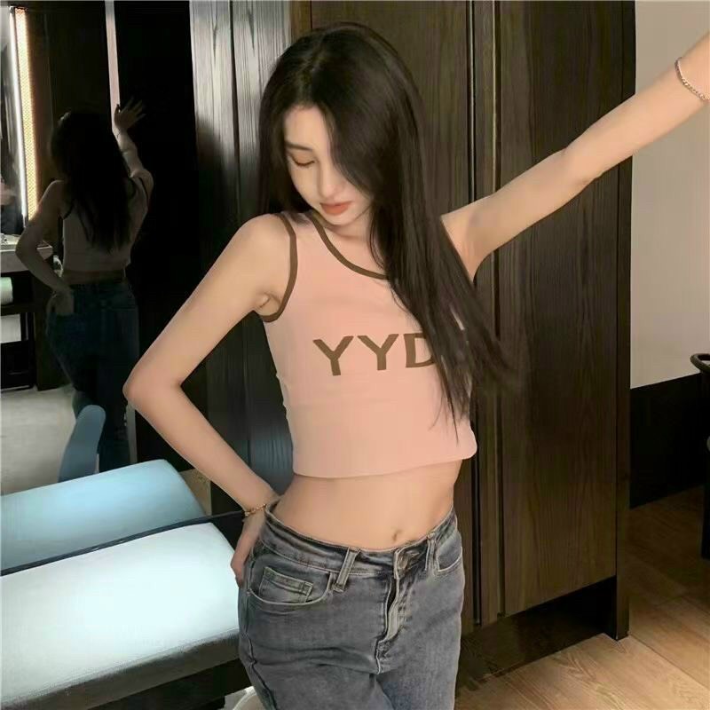 Áo ba lỗ croptop ôm sát body thun nữ in chữ cá tính, có mút ngực Minxu shop