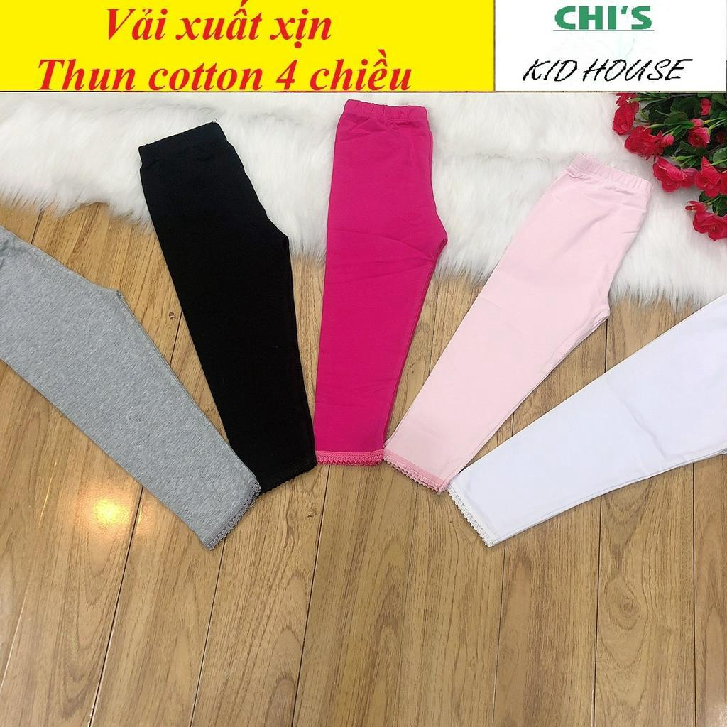SET 3 QUẦN LEGGING TRƠN DÀI THUN COTTON 4 CHIỀU CHO BÉ GÁI 9-41KG