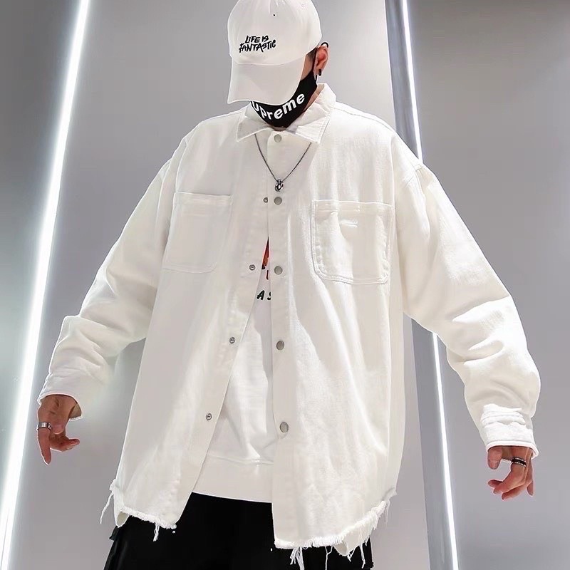 Mua Áo sơ mi KaKi trơn basic form rộng, loại áo rách line Ulzzang giá ...