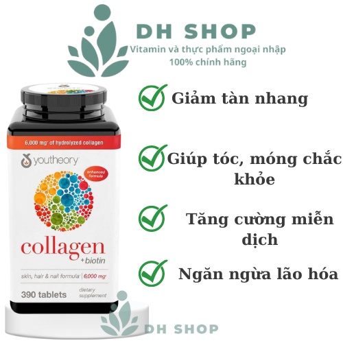VIÊN UỐNG COLLAGEN YOUTHEORY 390 VIÊN CỦA MỸ - DH Shop