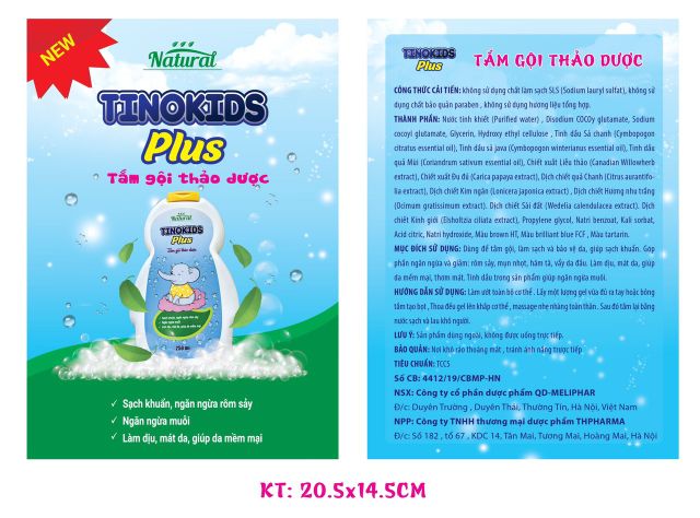 Tắm gội thảo dược TINOKIDS Plus